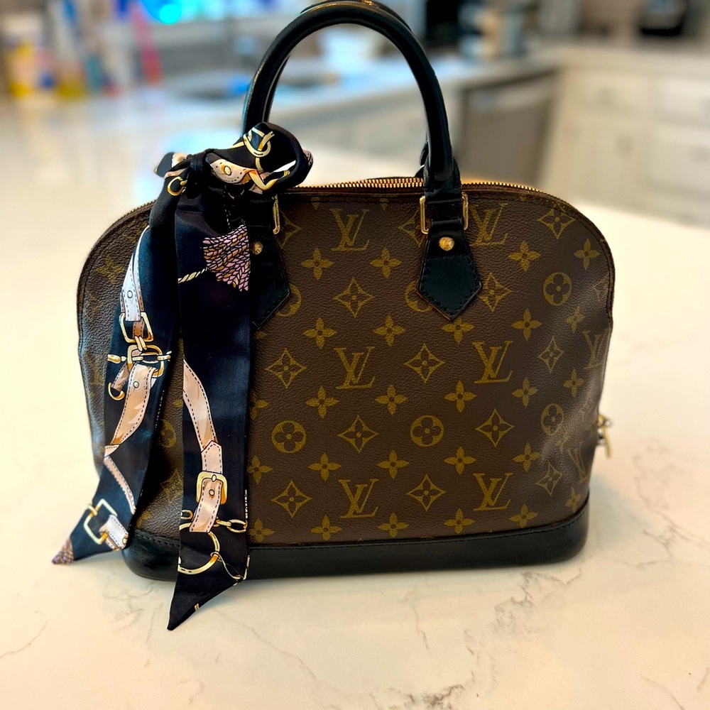 Authentic Louis Vuitton Alma pm dyed black tote handbag purse bag